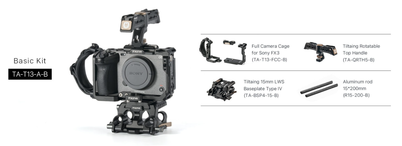 ПОЛНАЯ КОМПЛЕКТАЦИЯ КЛЕТКИ TILTA BASIC KIT ДЛЯ SONY FX3/FX30 TA-T13-A-B